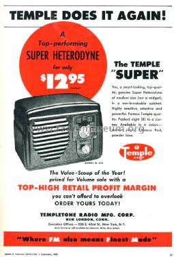 G-418 ; Templetone Radio Mfg (ID = 1247524) Radio