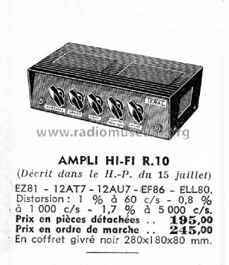 Amplificateur de classe professionnelle 10W R10; Teral; Paris (ID = 2750054) Ampl/Mixer