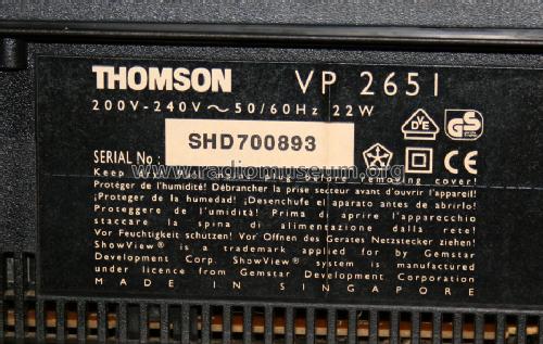 Video Cassette Recorder VP-2651; Thomson marque, (ID = 1647112) Sonido-V