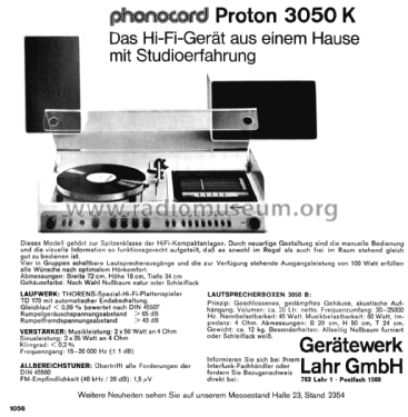 Phonocord Proton 3050-K; Thorens; Lahr (ID = 2968240) Radio