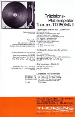 TD150 Mk II ; Thorens; Lahr (ID = 1598546) Sonido-V