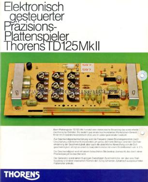 Transcription Turntable TD 125 Mk II; Thorens SA; St. (ID = 1598484) Reg-Riprod