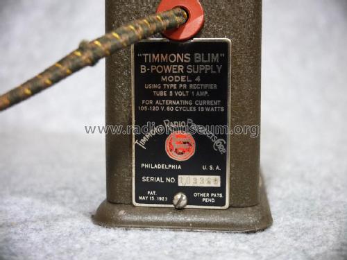 Timmons Blim B- Power Supply Model 4; Timmons Radio (ID = 2486914) Fuente-Al