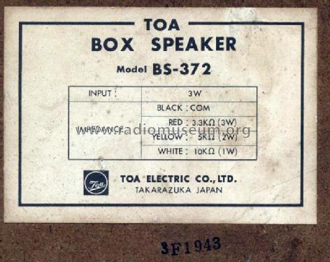 Box Speaker BS-372; Toa Electric Co., (ID = 2316427) Parlante