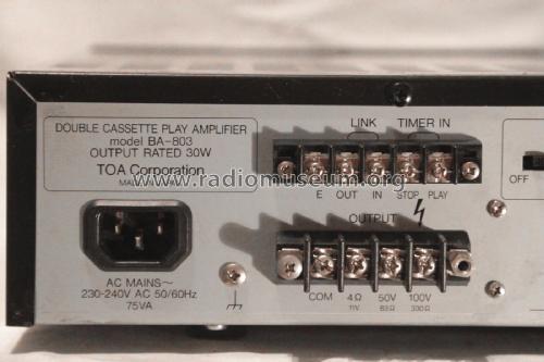 Double Cassette Play Amplifier BA-803; Toa Electric Co., (ID = 1752494) R-Player
