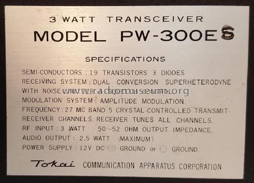 Transceiver PW-300E; Tokai Wireless Co., (ID = 2482297) Citizen