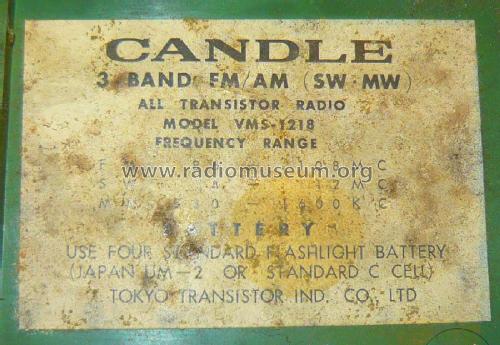 Candle 3 Band All Transistor VMS-1218; Tokyo Transistor (ID = 1904555) Radio