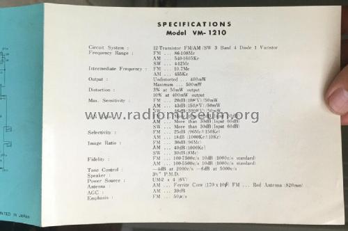 Candle 3 Band 12 Transistor FM/SW-AM VM-1210; Tokyo Transistor (ID = 2544598) Radio