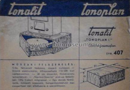 Tonoplan I. 407; Tonalit Gramophon Rt (ID = 2206090) Enrég.-R