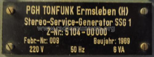 Stereo-Service-Generator SSG1; Tonfunk; Ermsleben/ (ID = 2219938) Equipment