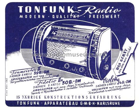 Tonmeister II ; Tonfunk GmbH; (ID = 3156231) Radio