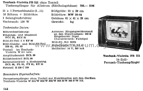 Violetta FB311; Tonfunk GmbH; (ID = 2823105) Television