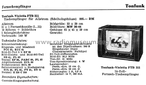 Violetta FTB311; Tonfunk GmbH; (ID = 2823115) Télévision