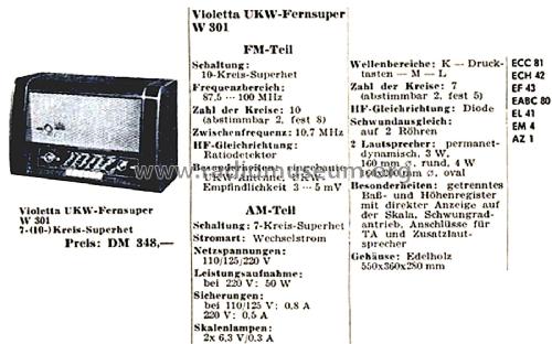 Violetta W301; Tonfunk GmbH; (ID = 2818354) Radio