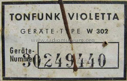 Violetta W302; Tonfunk GmbH; (ID = 799249) Radio