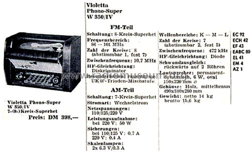 Violetta W350IV; Tonfunk GmbH; (ID = 2818568) Radio