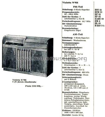Violetta W901 Ch= W301/II; Tonfunk GmbH; (ID = 2822585) Radio