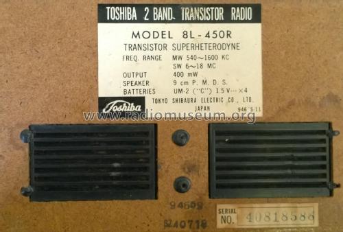 2 Band Superheterodyne 8L-450R; Toshiba Corporation; (ID = 1882293) Radio