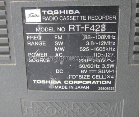 3 Band FM/MW/SW Radio Cassette BomBeat 423 RT-F423; Toshiba Corporation; (ID = 1497973) Radio