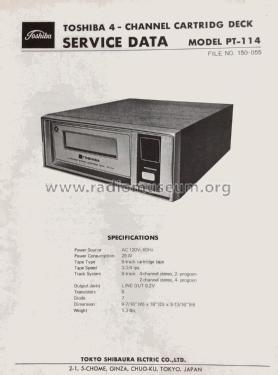 4 Channel Stereo Cartridge Deck PT-114; Toshiba Corporation; (ID = 1807870) Reg-Riprod