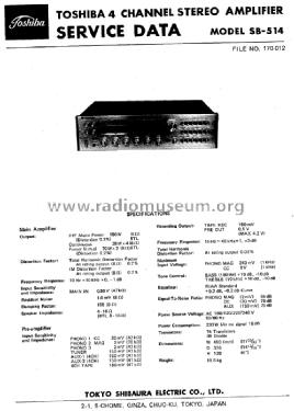 4Channel Stereo Amplifier SB-514; Toshiba Corporation; (ID = 1651392) Verst/Mix