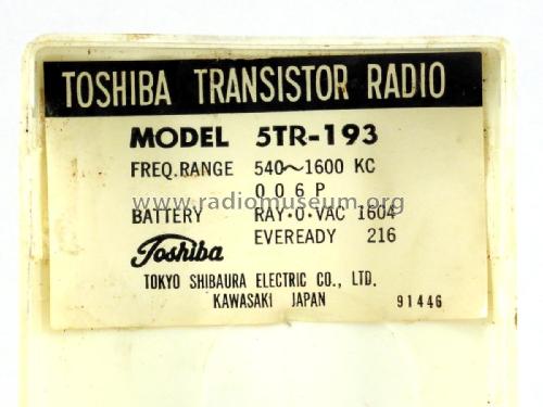 5TR-193; Toshiba Corporation; (ID = 2222307) Radio