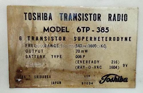 6 TP-385; Toshiba Corporation; (ID = 2837861) Radio