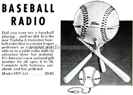 Baseball Radio 6TP-515; Toshiba Corporation; (ID = 498580) Radio