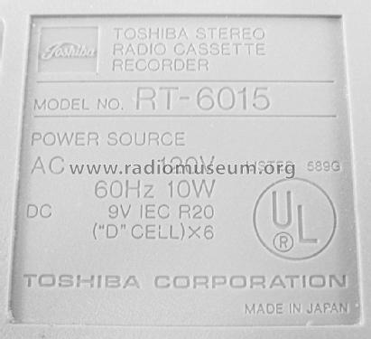 Stereo Radio Cassette Recorder RT-6015; Toshiba Corporation; (ID = 1640957) Radio