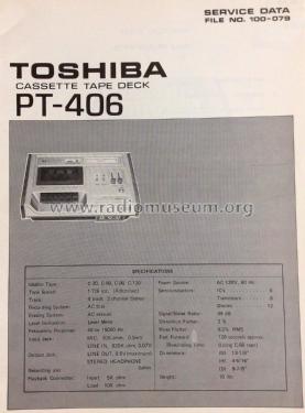 Cassette Tape Deck PT-406; Toshiba Corporation; (ID = 1807904) Sonido-V