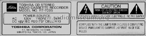 CD Stereo Radio Cassette Recorder RT-7095; Toshiba Corporation; (ID = 2791542) Radio