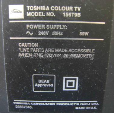 Colour TV 156T9B; Toshiba Corporation; (ID = 1738170) Television