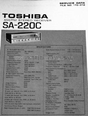 FM-AM-FM Stereo Receiver SA-220C; Toshiba Corporation; (ID = 1642000) Radio