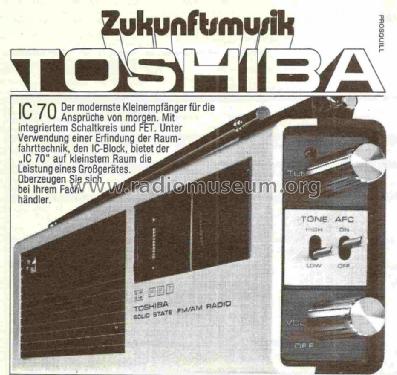 AM/FM Radio IC-70; Toshiba Corporation; (ID = 763235) Radio