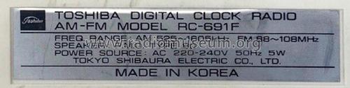 RC-691F; Toshiba Corporation; (ID = 2948680) Radio