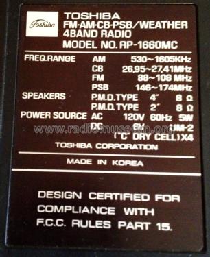 RP-1660MC; Toshiba Corporation; (ID = 1632704) Radio