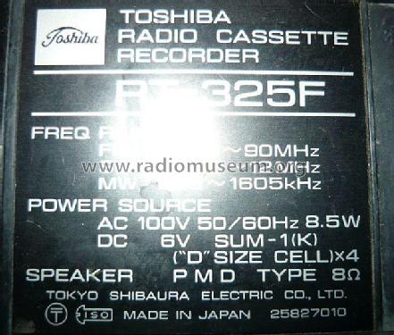 Radio Cassette Recorder RT-325F; Toshiba Corporation; (ID = 1806699) Radio