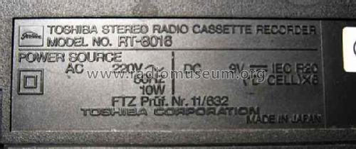Stereo Radio Cassette Recorder RT-8016; Toshiba Corporation; (ID = 765333) Radio
