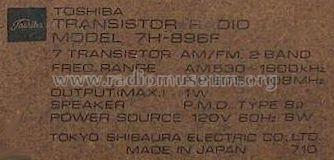 Solid State FM/AM 7H-896F ; Toshiba Corporation; (ID = 645312) Radio