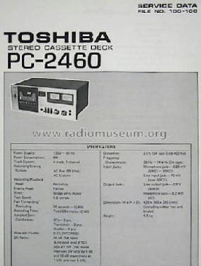 Stereo Cassette Deck PC-2460; Toshiba Corporation; (ID = 825597) R-Player