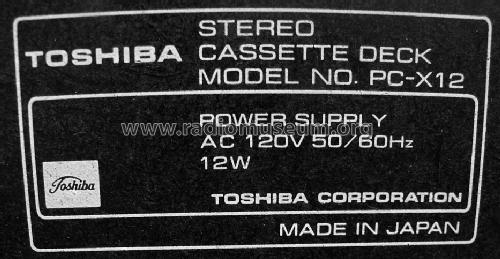 Stereo Cassette Deck PC-X12; Toshiba Corporation; (ID = 1640848) R-Player