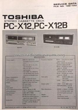 Stereo Cassette Deck PC-X12; Toshiba Corporation; (ID = 1807855) R-Player