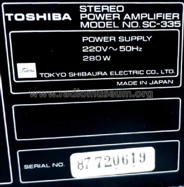Stereo Power Amplifier SC-335; Toshiba Corporation; (ID = 2598585) Ampl/Mixer