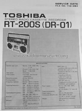 Stereo Radio Cassette Recorder RT-200S; Toshiba Corporation; (ID = 1642175) Radio