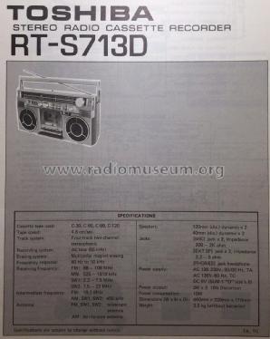 Stereo Radio Cassette Recorder RT-S713D; Toshiba Corporation; (ID = 1747654) Radio