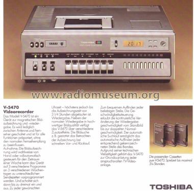 Video Cassette Recorder V-5470; Toshiba Corporation; (ID = 2453208) R-Player