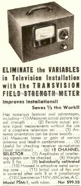 Field Strength Meter FSM-1; Transvision Inc.; (ID = 1559293) Equipment