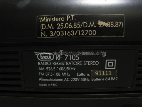 Radio Registratore Stereo RF 7105; Trevi S.p.A.; Rimini (ID = 2025587) Radio