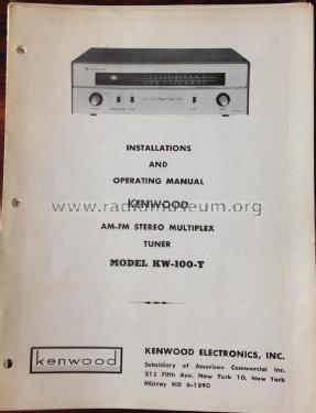 AM-FM Multiplex Stereo Tuner KW-100-T; Kenwood, Trio- (ID = 1965364) Radio