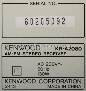 AM-FM Stereo Receiver KR-A2080; Kenwood, Trio- (ID = 1364290) Radio